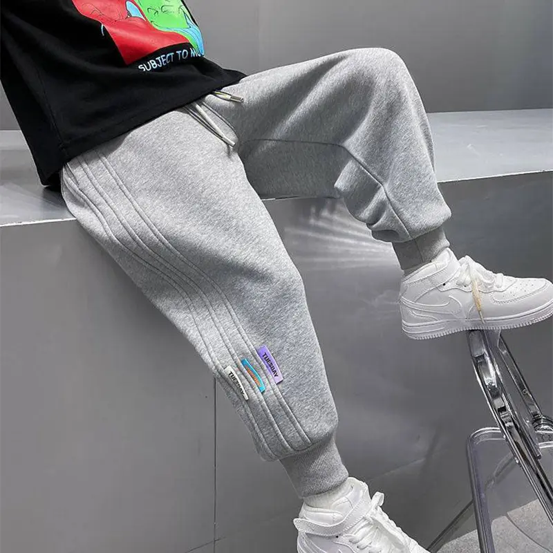 New Spring Autumn Loose Boys Pants Striped Pattern Long Style Casual Trousers For Kids Teenage Children Sport Clothes 3-10 Years