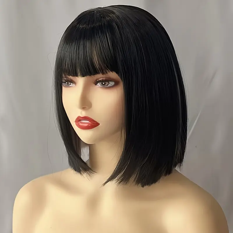 New synthetic synthetic fiber black gradient Granny gray fringe high temperature silk mechanism complete wig head cover