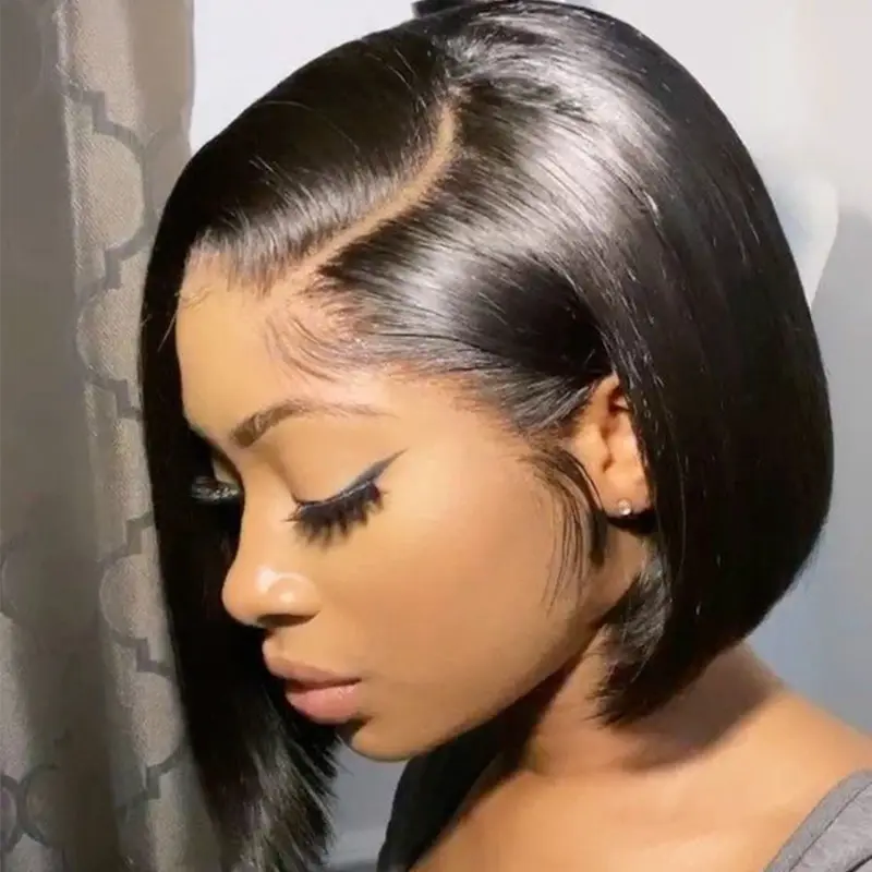Best-selling synthetic fiber wig female side part bobo short straight hair fashion black high temperature silk full head cover