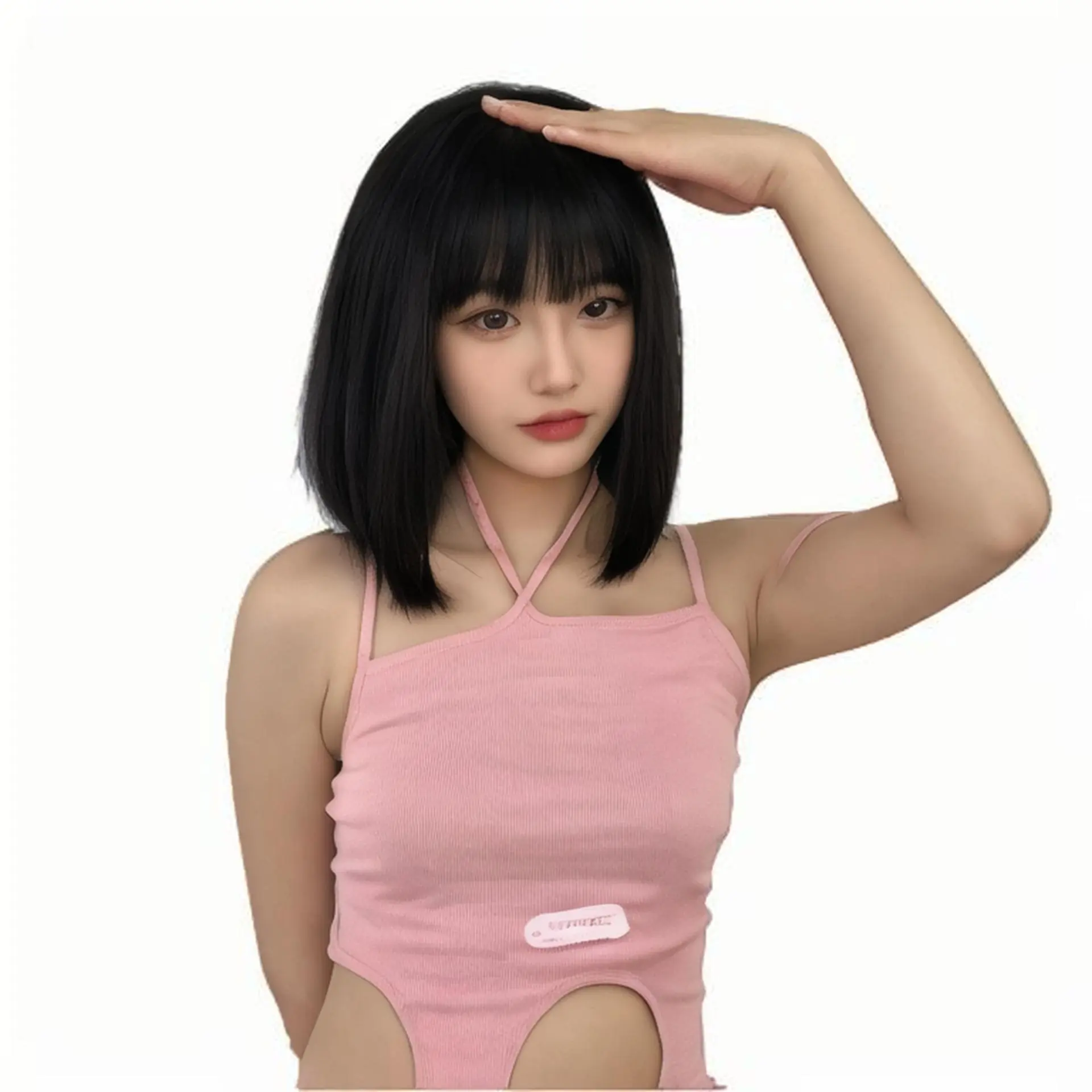 Fashion wig synthetic synthetic fiber female short hair bobo head air bangs lolita high temperature silk wig full head cover