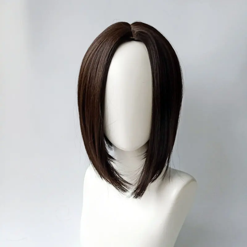 New synthetic fiber fashion wig female shoulder length trim face short straight hair high temperature silk full head cover