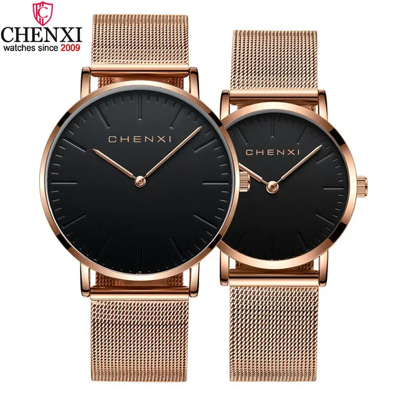 Fashion Minimalism Women Men Lover's Watches Waterproof Rose Gold Pair Couple Wristwatch Simple Casual Dress Watch Gift Clock