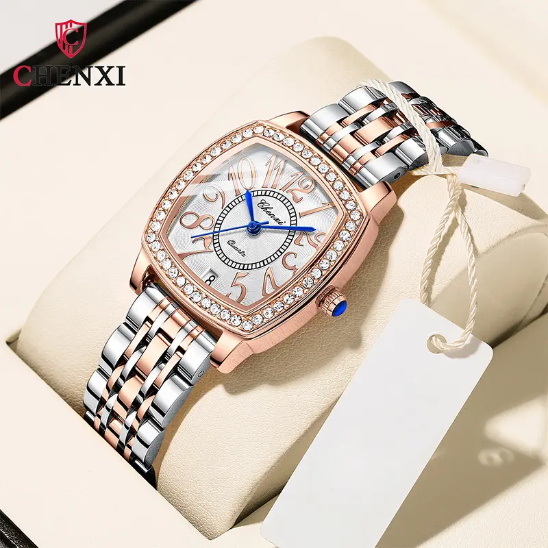 Beautiful Women Watches Silver&Rose Gold Rhinestone Dial Birthday Gifts for Female Quartz Stainless Steel Wristwatch Waterproof