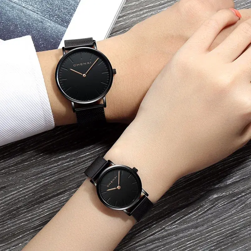Fashion Minimalism Women Men Lover's Watches Waterproof Rose Gold Pair Couple Wristwatch Simple Casual Dress Watch Gift Clock