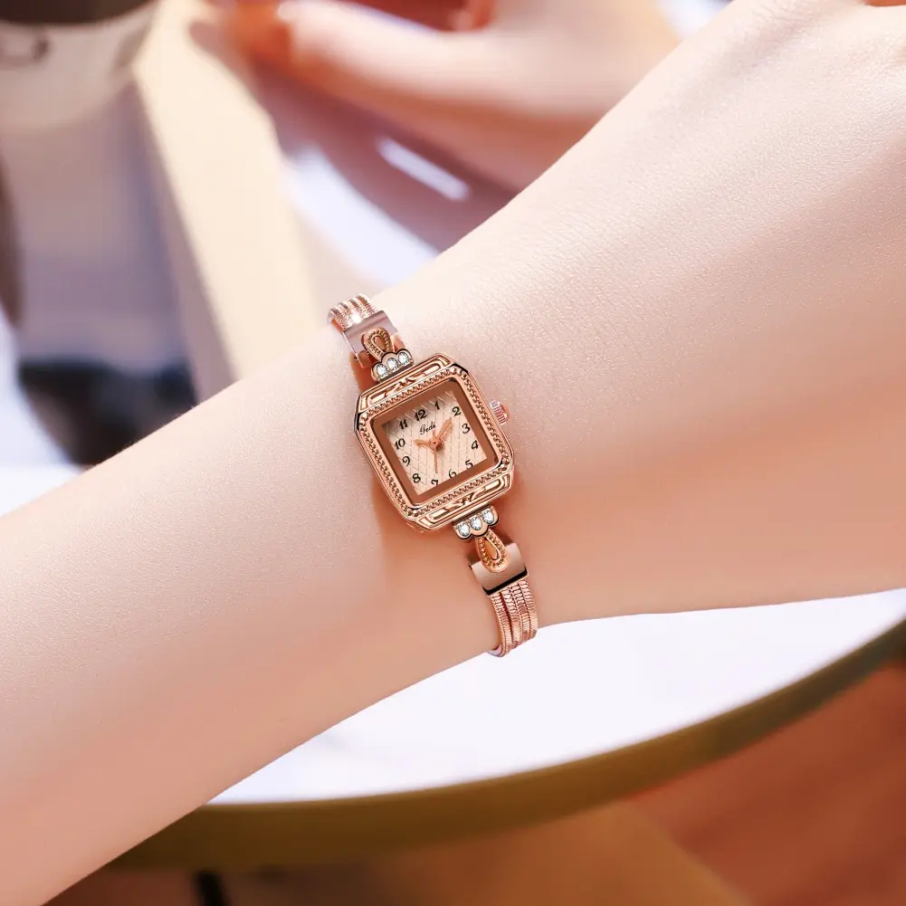 Elegant Lady Wristwatches Luxury Gold Square Dial Simple Casual Women's Watches Waterproof Stainless Steel Golden Girls Watches
