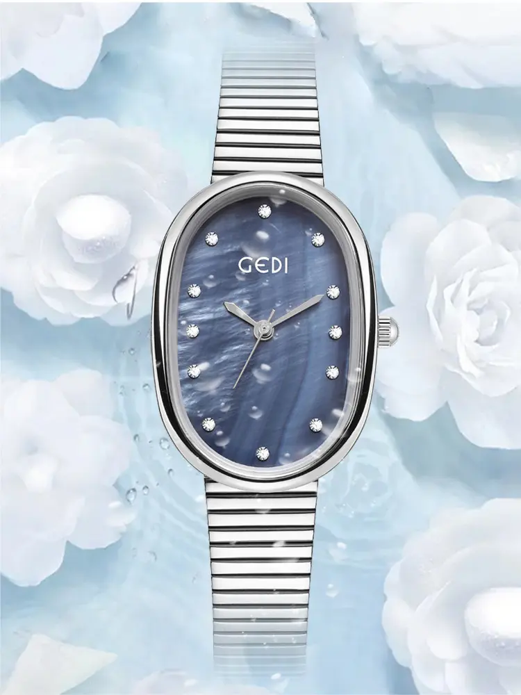 Elegant Women Watches Silver Stainless Steel Strap Oval Design Fashion Casual Minimalism Quartz Lady Watches Luxury Gift Clock