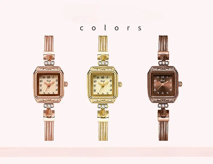 Elegant Lady Wristwatches Luxury Gold Square Dial Simple Casual Women's Watches Waterproof Stainless Steel Golden Girls Watches