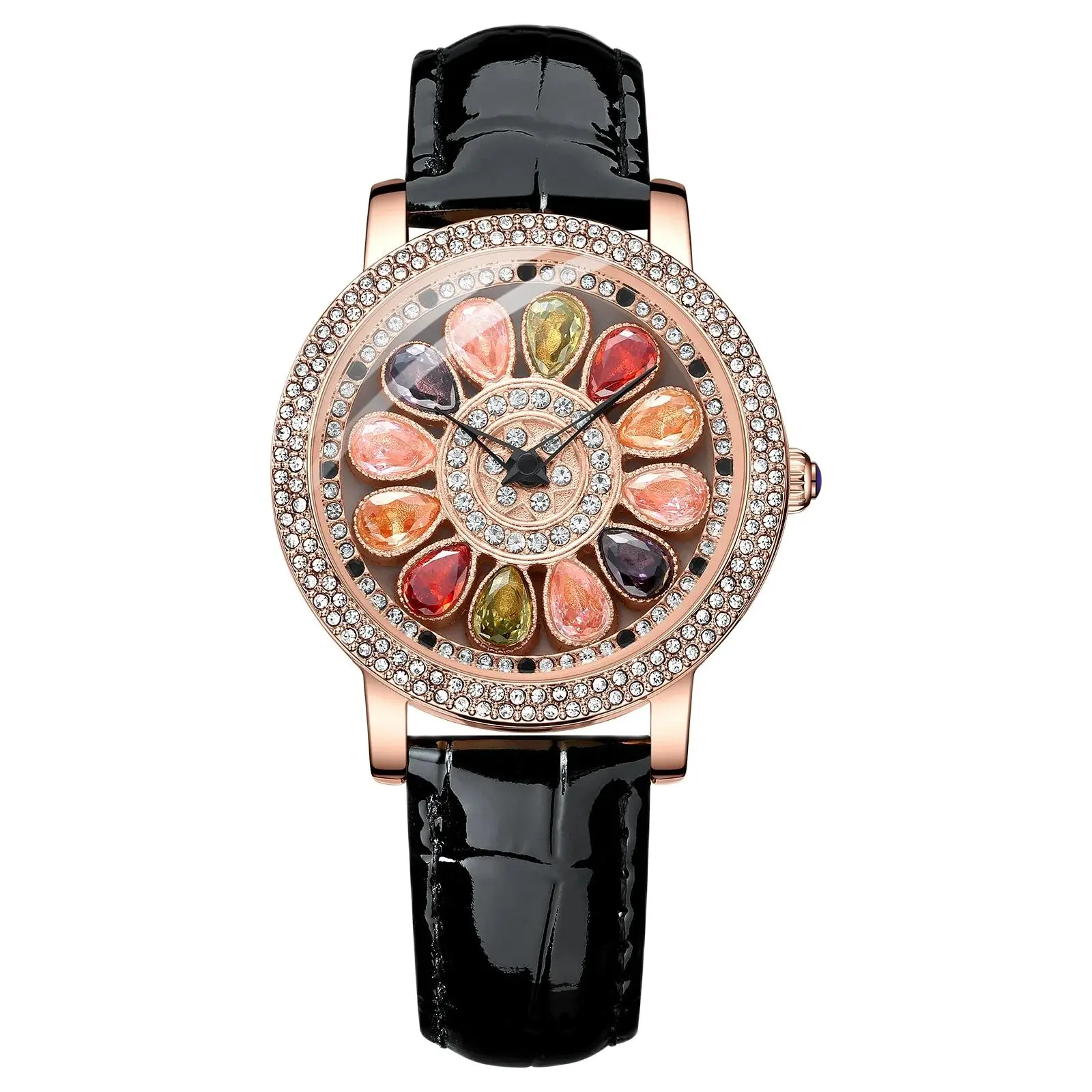 Unique Luxury Rose Gold Watches for Women Rotatable Dial Rhinestone Diamond Creative Fashion Women's Watches Waterproof Clock