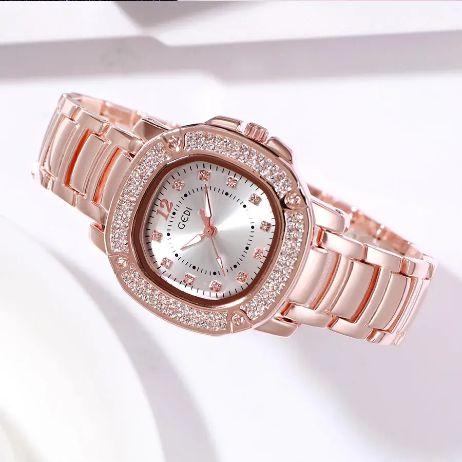 Luxury Top Brand Women Watches Creative Square Rhinestone Dimond Quartz Wristwatch for Lady Waterproof Female Dress Clock Gift
