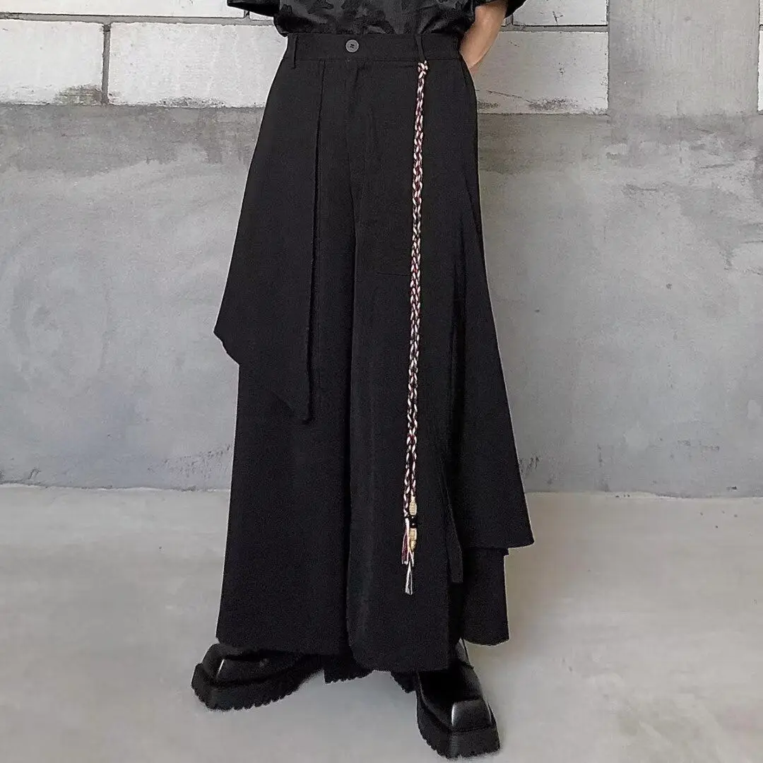 Unique Design Japan Harajuku Avant-Garde Pants for Men Streetwear Artistic Y2k Black Unisex Casual Wide-Leg Baggy Trousers