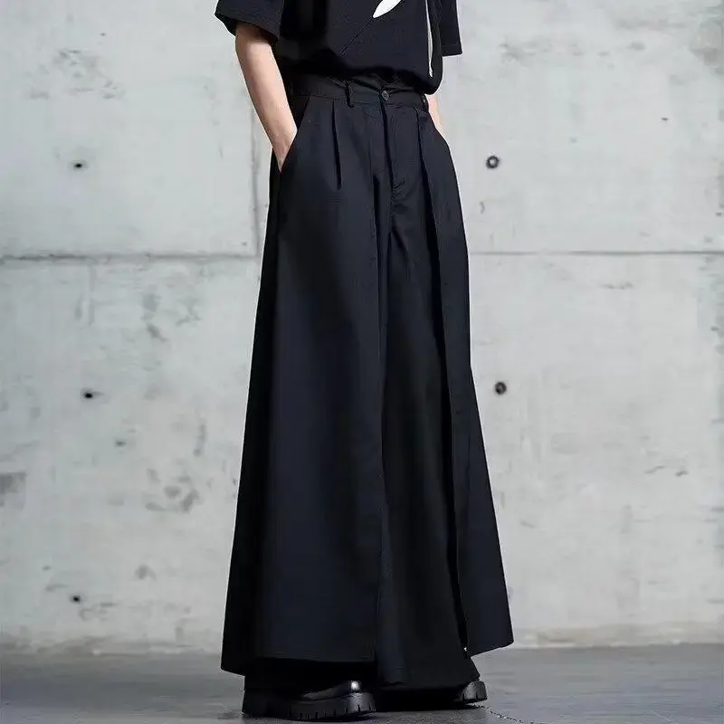 Black Y2k Wide Leg Women Men Pants Unisex Dark Japan Style Fashion Kendo-Inspired Baggy Trousers for Men Gothic Streetwear