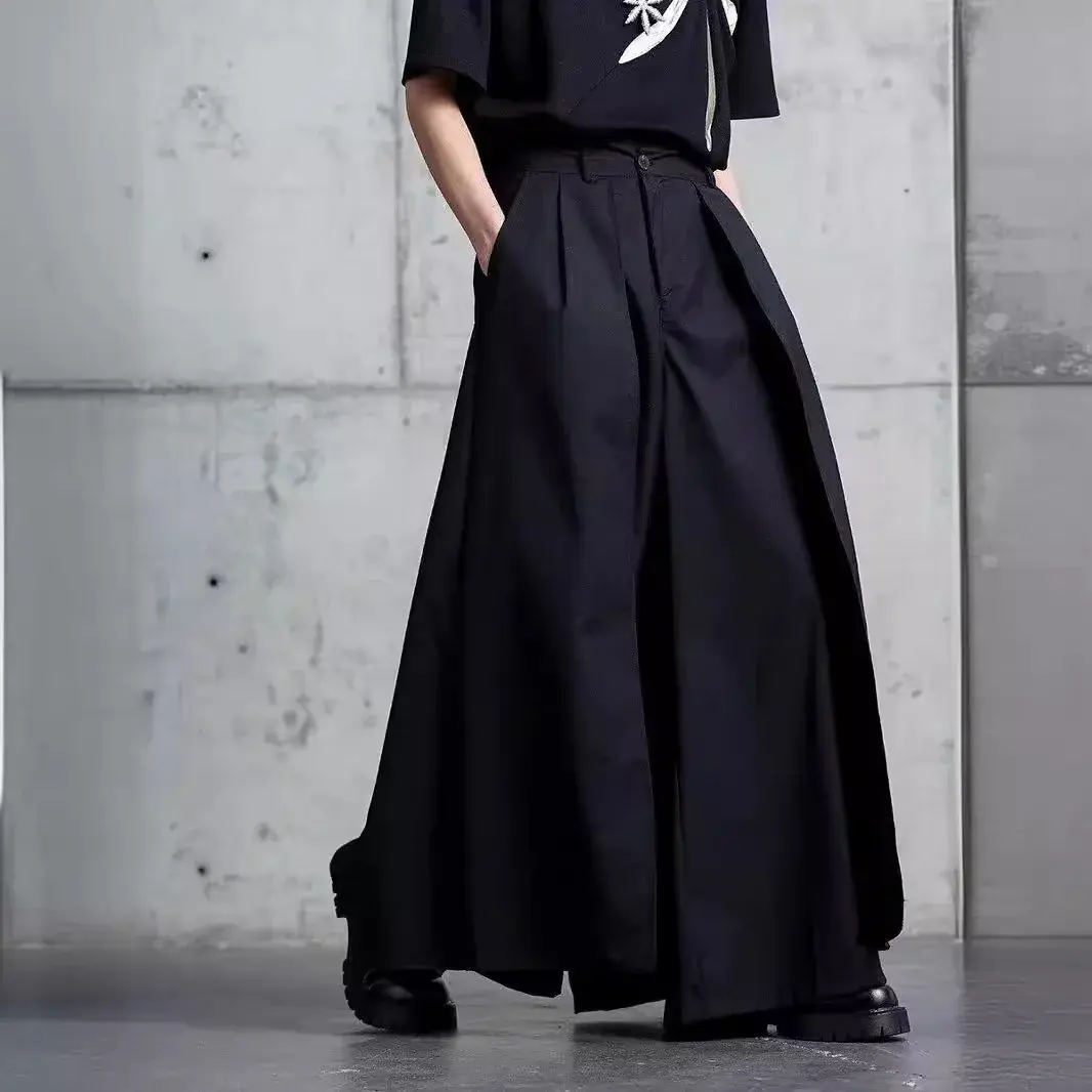 Black Y2k Wide Leg Women Men Pants Unisex Dark Japan Style Fashion Kendo-Inspired Baggy Trousers for Men Gothic Streetwear