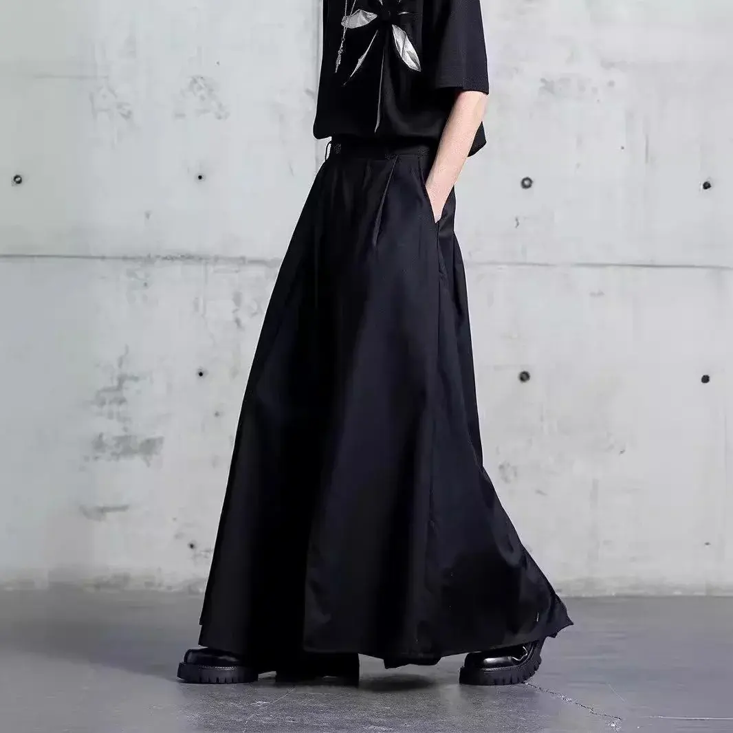 Black Y2k Wide Leg Women Men Pants Unisex Dark Japan Style Fashion Kendo-Inspired Baggy Trousers for Men Gothic Streetwear