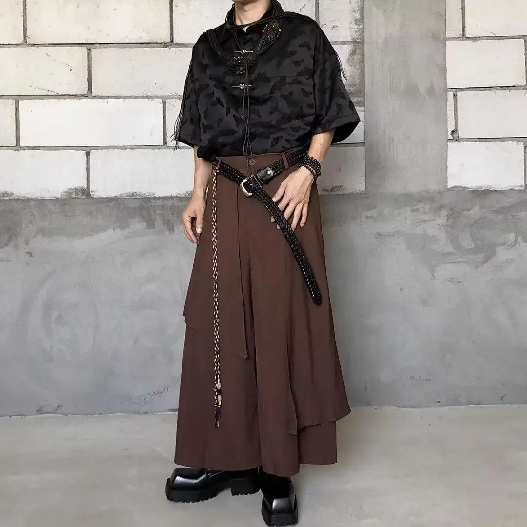 Unique Design Japan Harajuku Avant-Garde Pants for Men Streetwear Artistic Y2k Black Unisex Casual Wide-Leg Baggy Trousers