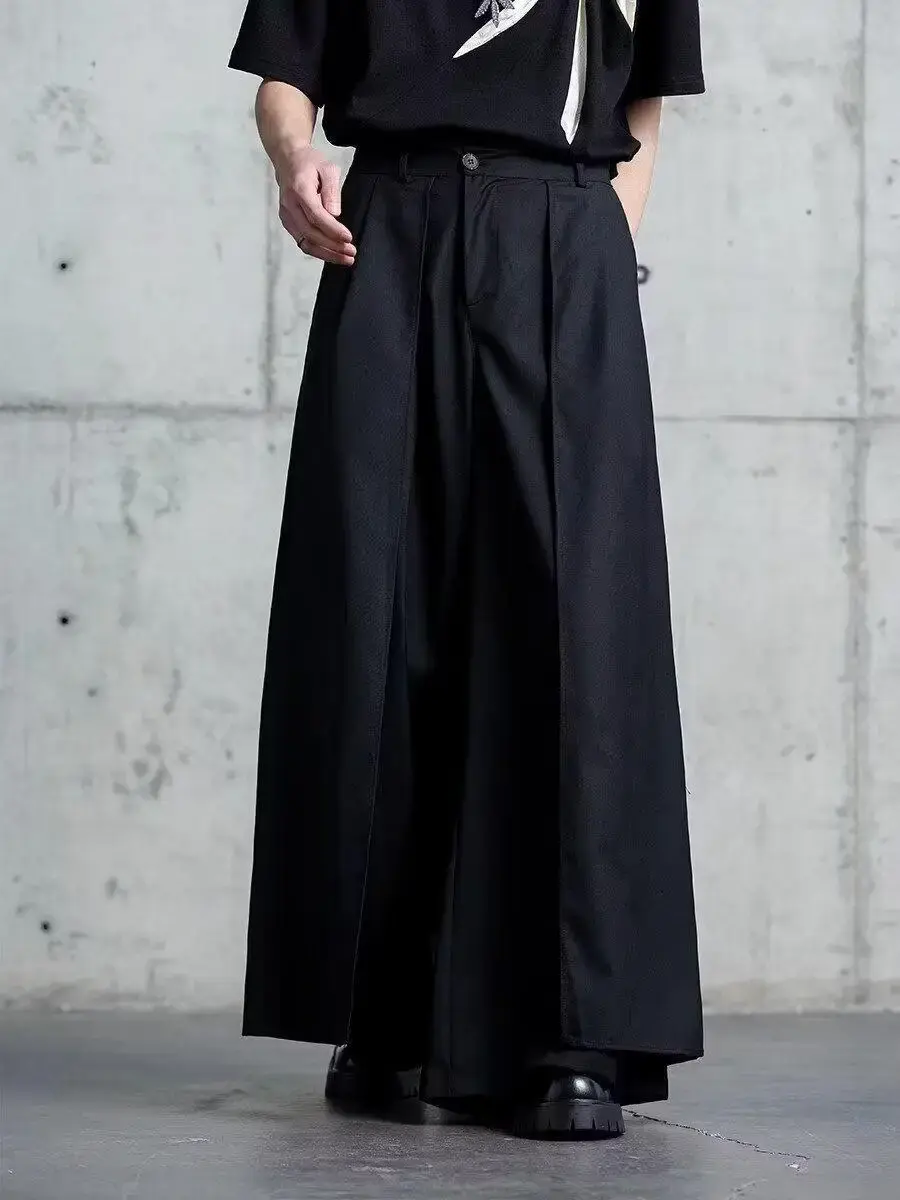 Black Y2k Wide Leg Women Men Pants Unisex Dark Japan Style Fashion Kendo-Inspired Baggy Trousers for Men Gothic Streetwear