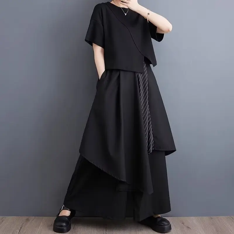 Streetwear Women's Skirt Pants Y2k Stylish Harajuku Fashion Punk Gothic Baggy Trousers for Women Irregular Design Wide Leg