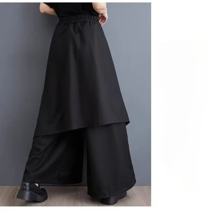 Streetwear Women's Skirt Pants Y2k Stylish Harajuku Fashion Punk Gothic Baggy Trousers for Women Irregular Design Wide Leg