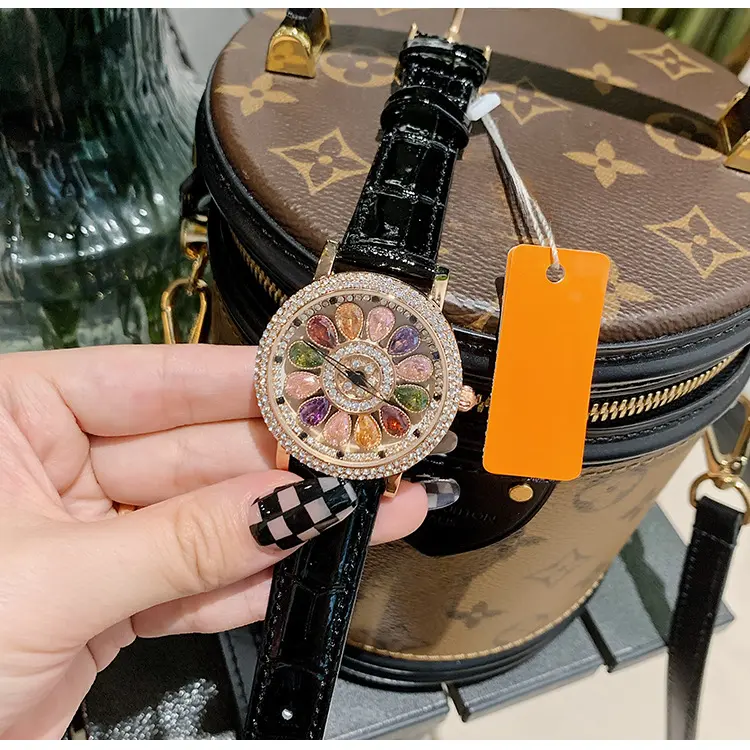 Fashion Rotatable Dial Women's Watch Colorful Rhinestone Diamond Stylish Casual Elegant Lady Watches Waterproof Clock CHENXI