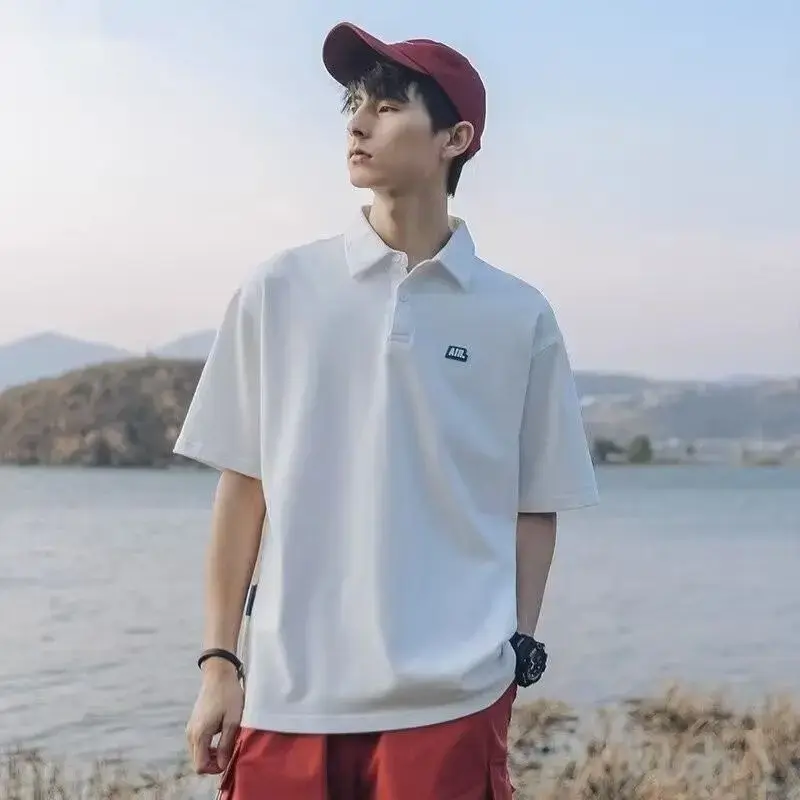 Fashion Preppy Style  Men's Polo Shirts Solid Color Teenager School Student Casual Polo Tshirts Goft Trendy Daily Clothing
