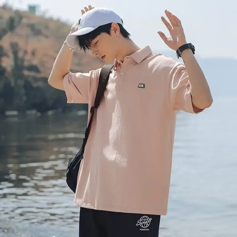 Fashion Preppy Style  Men's Polo Shirts Solid Color Teenager School Student Casual Polo Tshirts Goft Trendy Daily Clothing