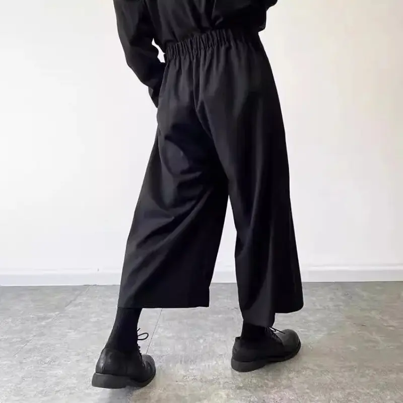 Unique Wide-Leg Draped Skirt Pants for Men Harajuku YY Designer Samurai Hakama Pants Unisex Streetwear Casual Party Clothing