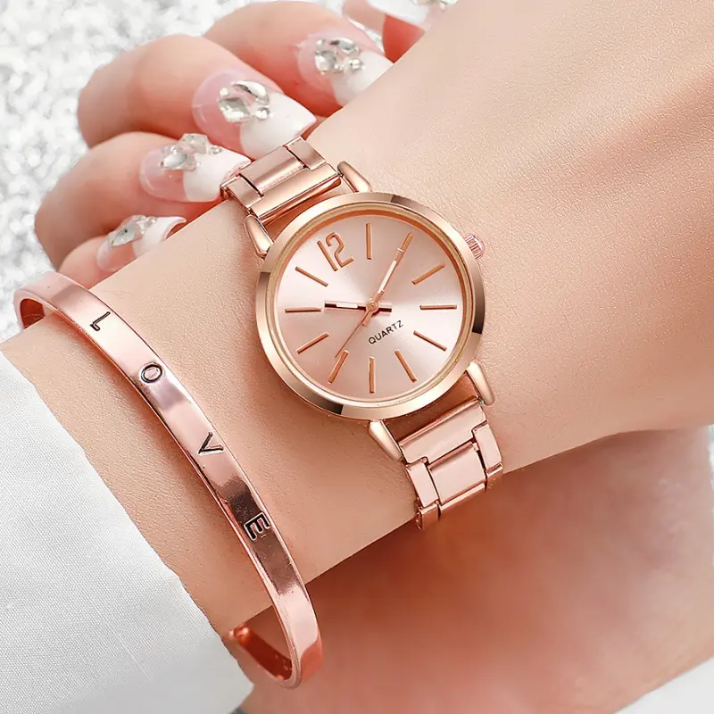 2PCS/Set Fashion Women Watches Small Dial Quartz Watch Luxury Ladies Wristwatch Bracelets Set Reloj Mujer