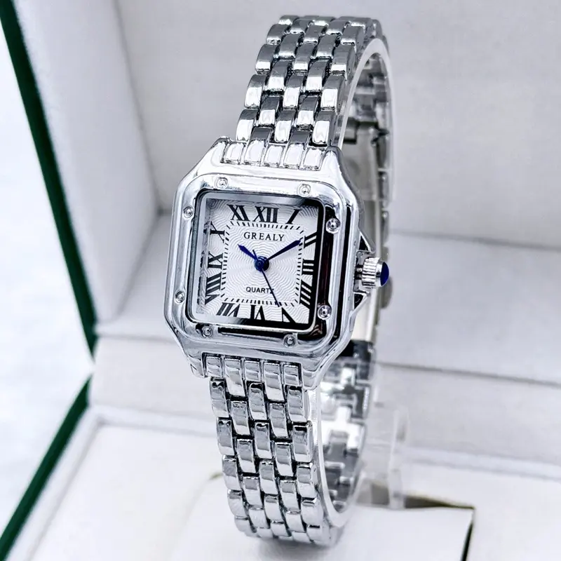 Fashion Quartz Women Watch Simple Elegant Square Dial Gold Stainless Steel Strap Waterproof Leisure Business Watches Gift