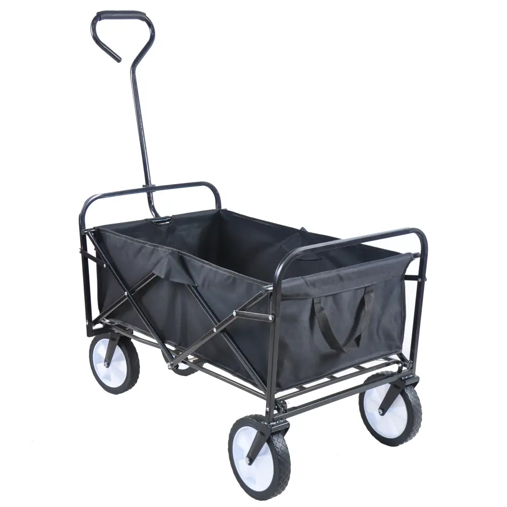 Folding Wagon Garden Shopping Beach Cart (Black) Carro Plegable Con Ruedas  Carretilla Plegable