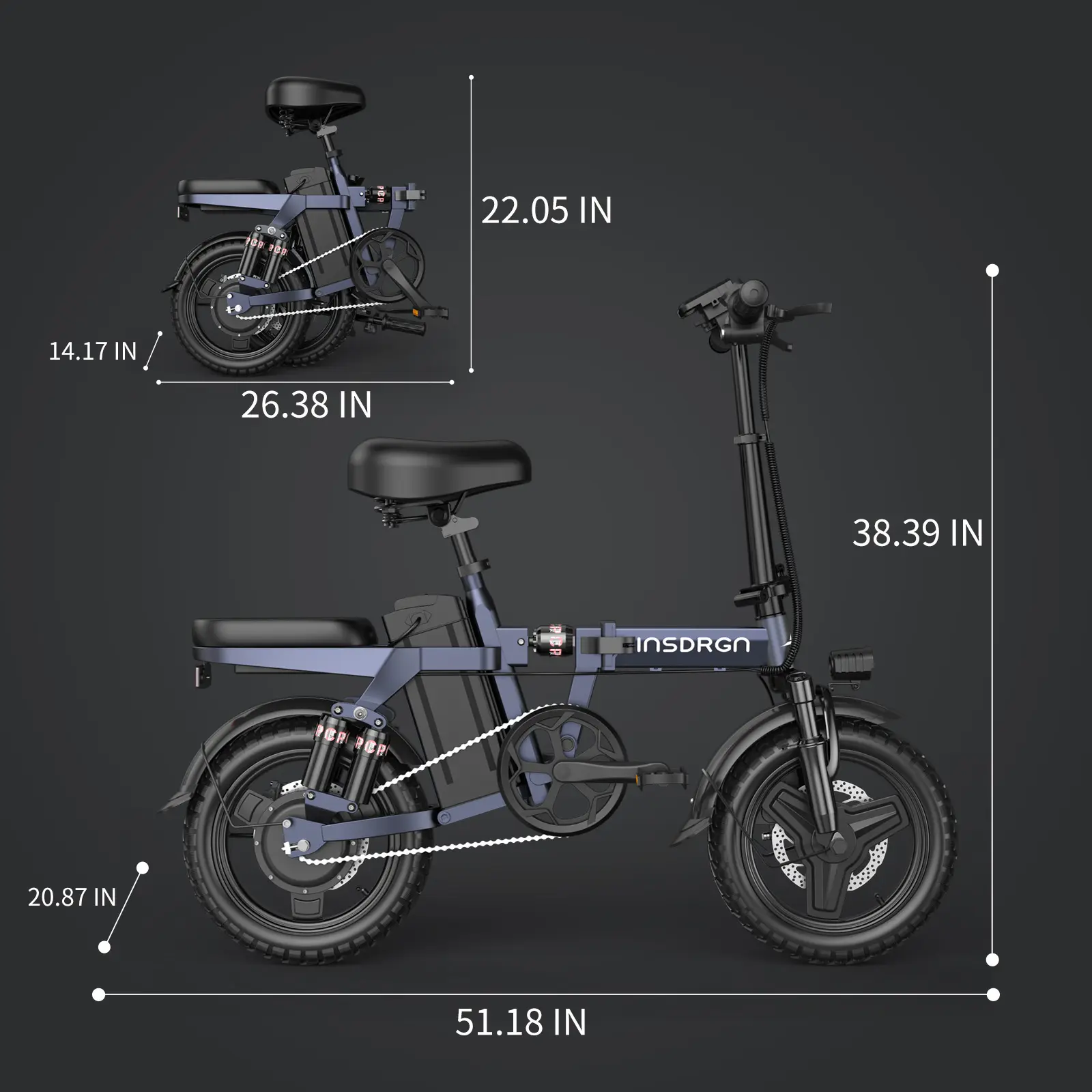 Folding Electric Bike, 14 Inch Tire, 18 Mph, 250 Watt Motor, Mini Small Electric Bike for Kids