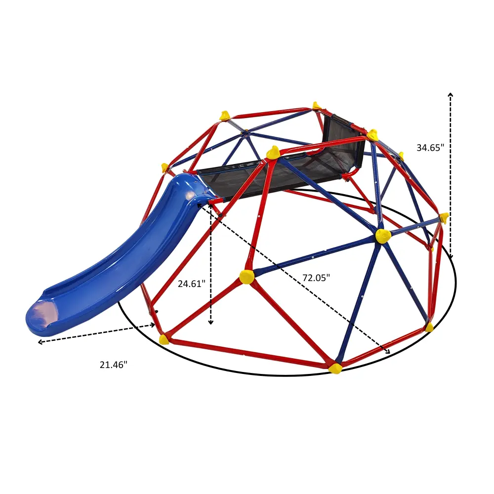 6ft Dome Climber with 1.2m Slide for Age 3+ Climber with Climbing Stones Outdoor Games Games for Kids