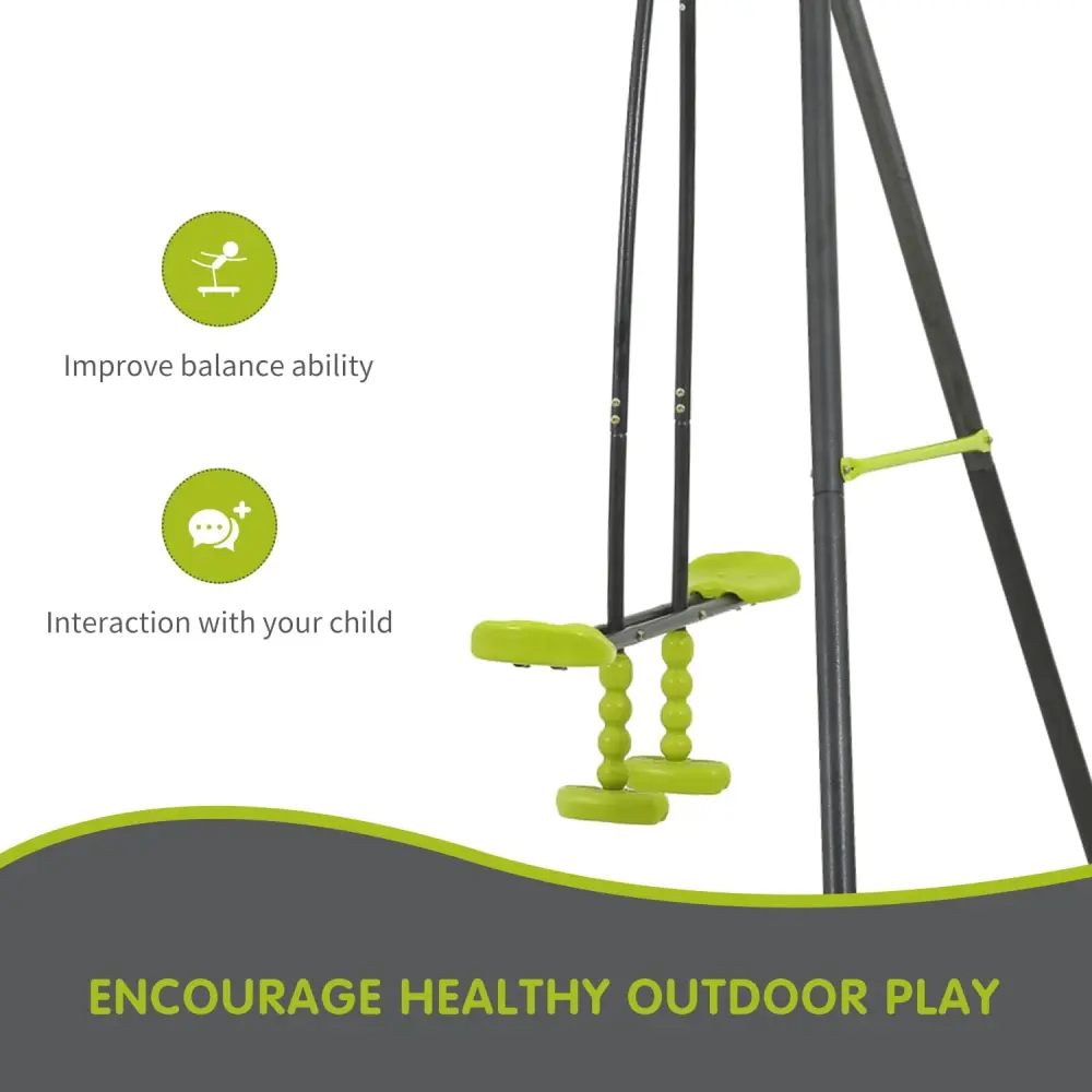 Interesting triple children metal safe swing set 440lbs for outdoor playground three seat swing black and green for age 3+