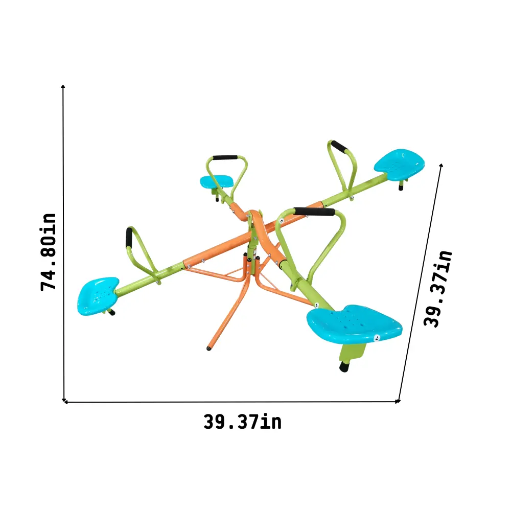 360 degree rotating sturdy plastic seat seesaw for kids seesaw blue and green for kids age 3+
