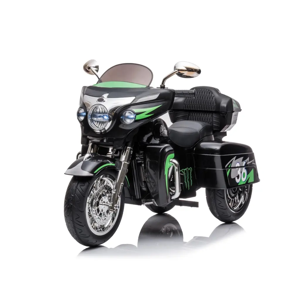 12V Two-seater Kids Motorcycle with Key Start/3-wheel Headlight/storage Box/dual Motor/two Seats Kids Cars Electric in Ride On