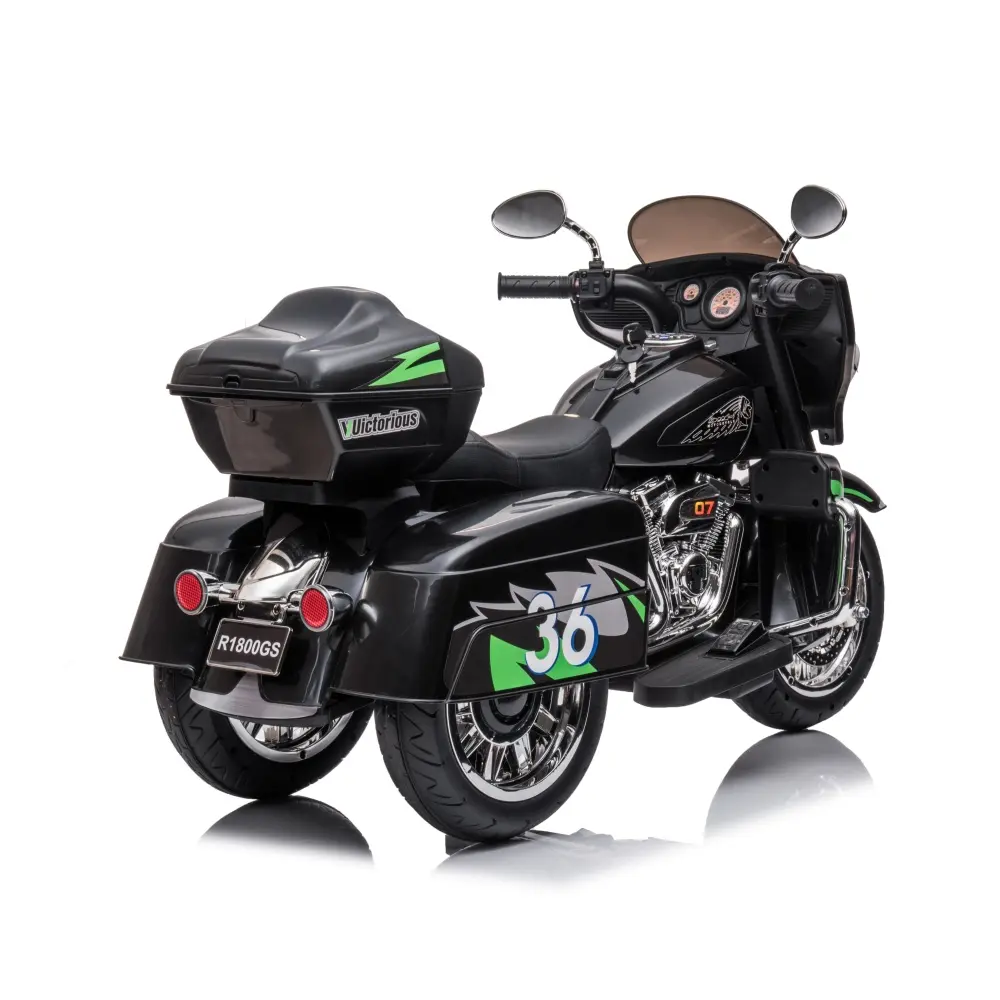 12V Two-seater Kids Motorcycle with Key Start/3-wheel Headlight/storage Box/dual Motor/two Seats Kids Cars Electric in Ride On