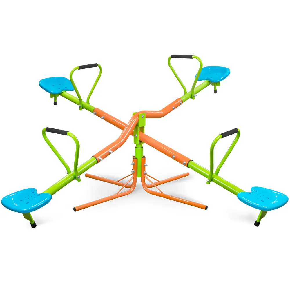 360 degree rotating sturdy plastic seat seesaw for kids seesaw blue and green for kids age 3+