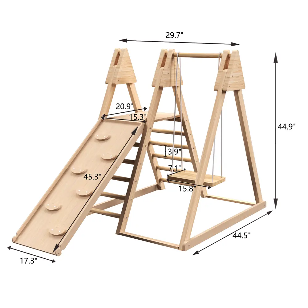 4 in 1 Indoor Play Gym - Jungle Gym Playset with Kids Swing, Slide, Ladder and Climbing Wall Playground Outdoor