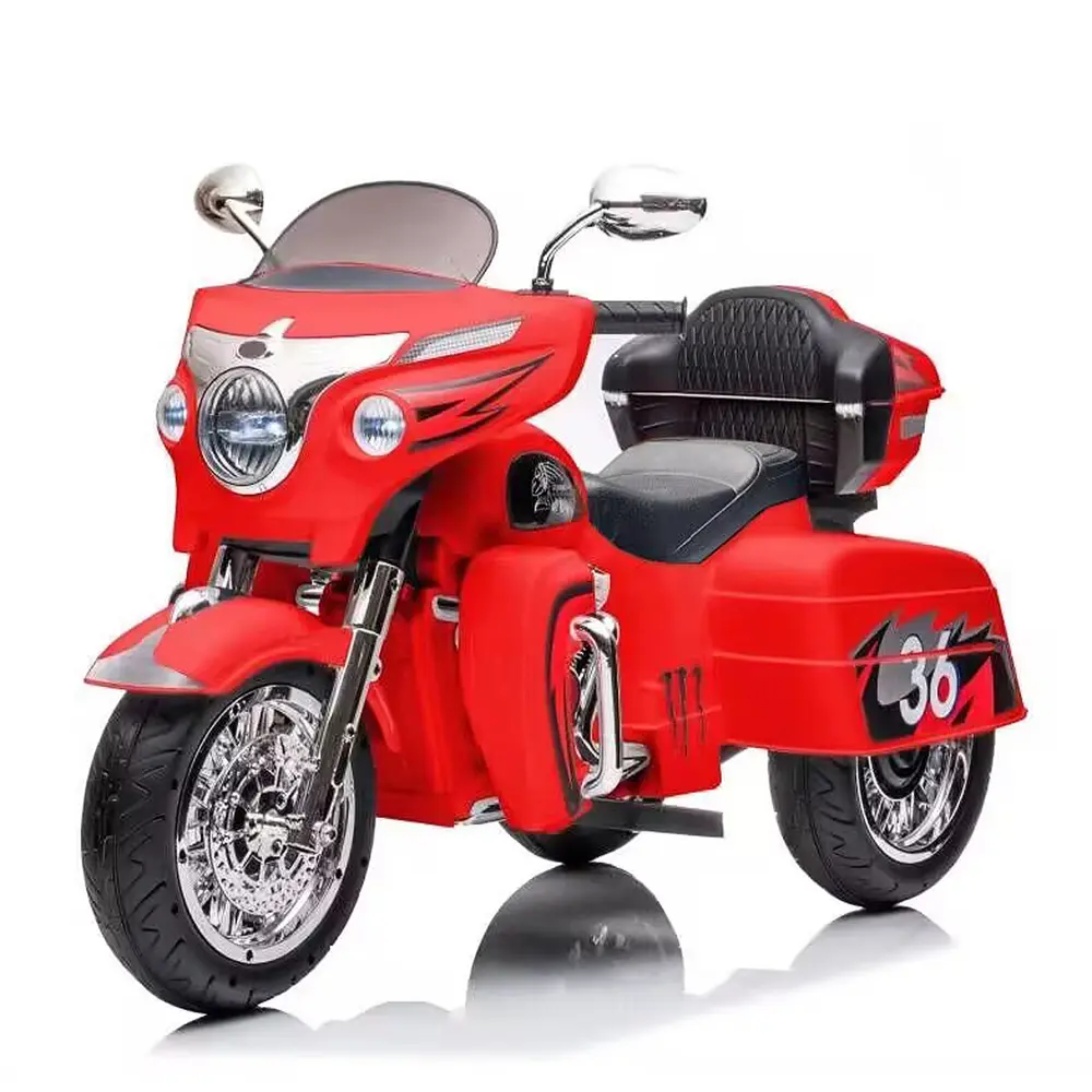 12V Two-seater Kids Motorcycle with Key Start/3-wheel Headlight/storage Box/dual Motor/two Seats Kids Cars Electric in Ride On