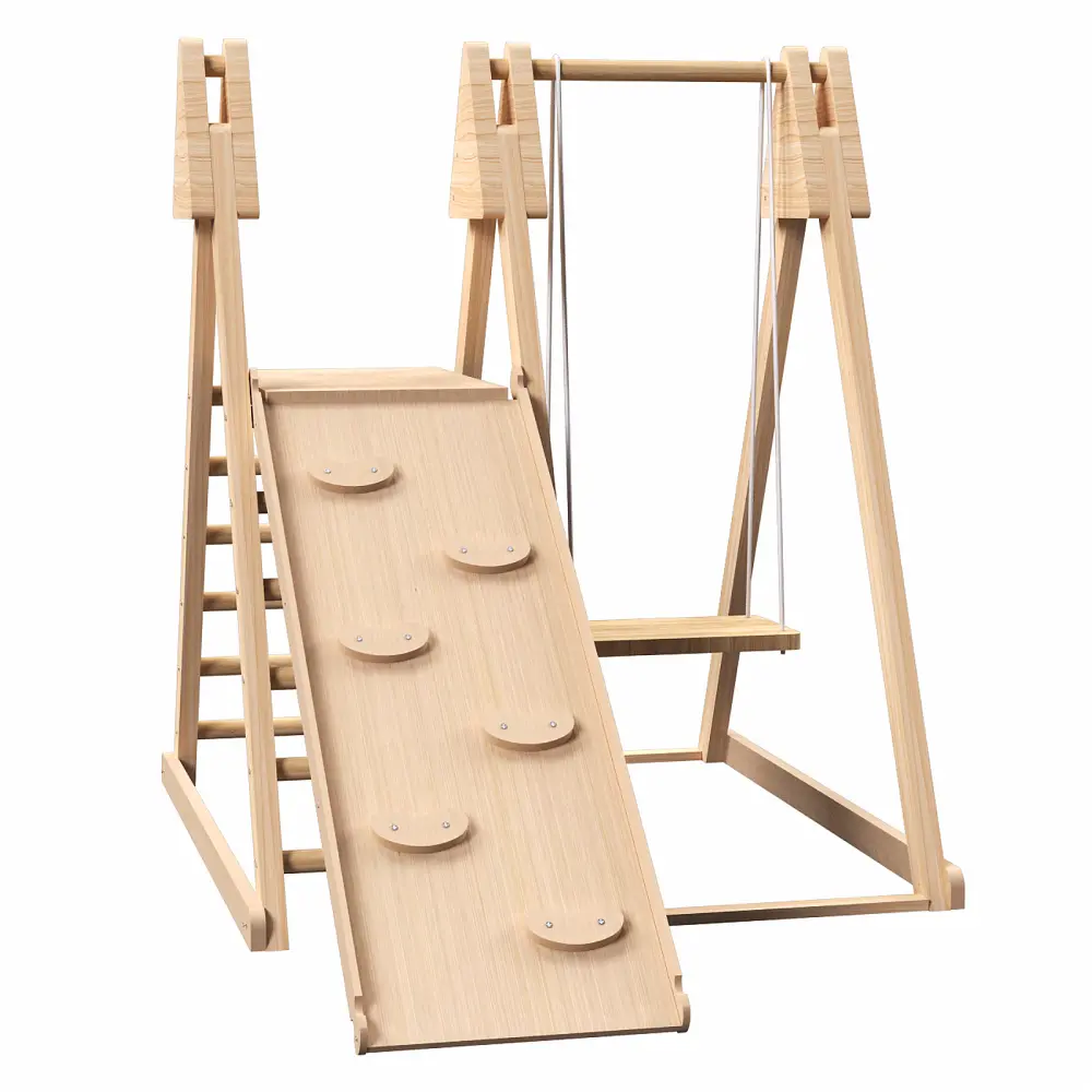 4 in 1 Indoor Play Gym - Jungle Gym Playset with Kids Swing, Slide, Ladder and Climbing Wall Playground Outdoor