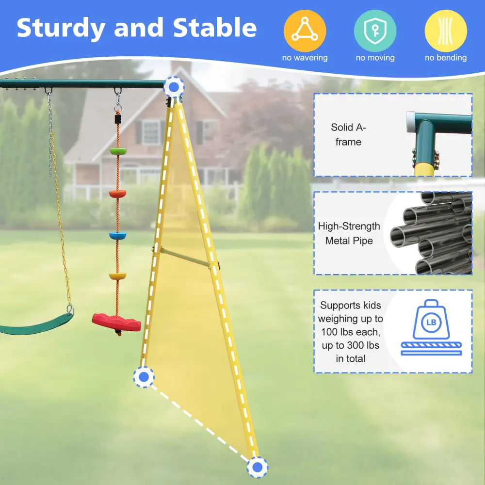 Indoor/Outdoor Metal Swing Set with Safety Belt for Backyard  playground outdoor  playground  outdoor swing