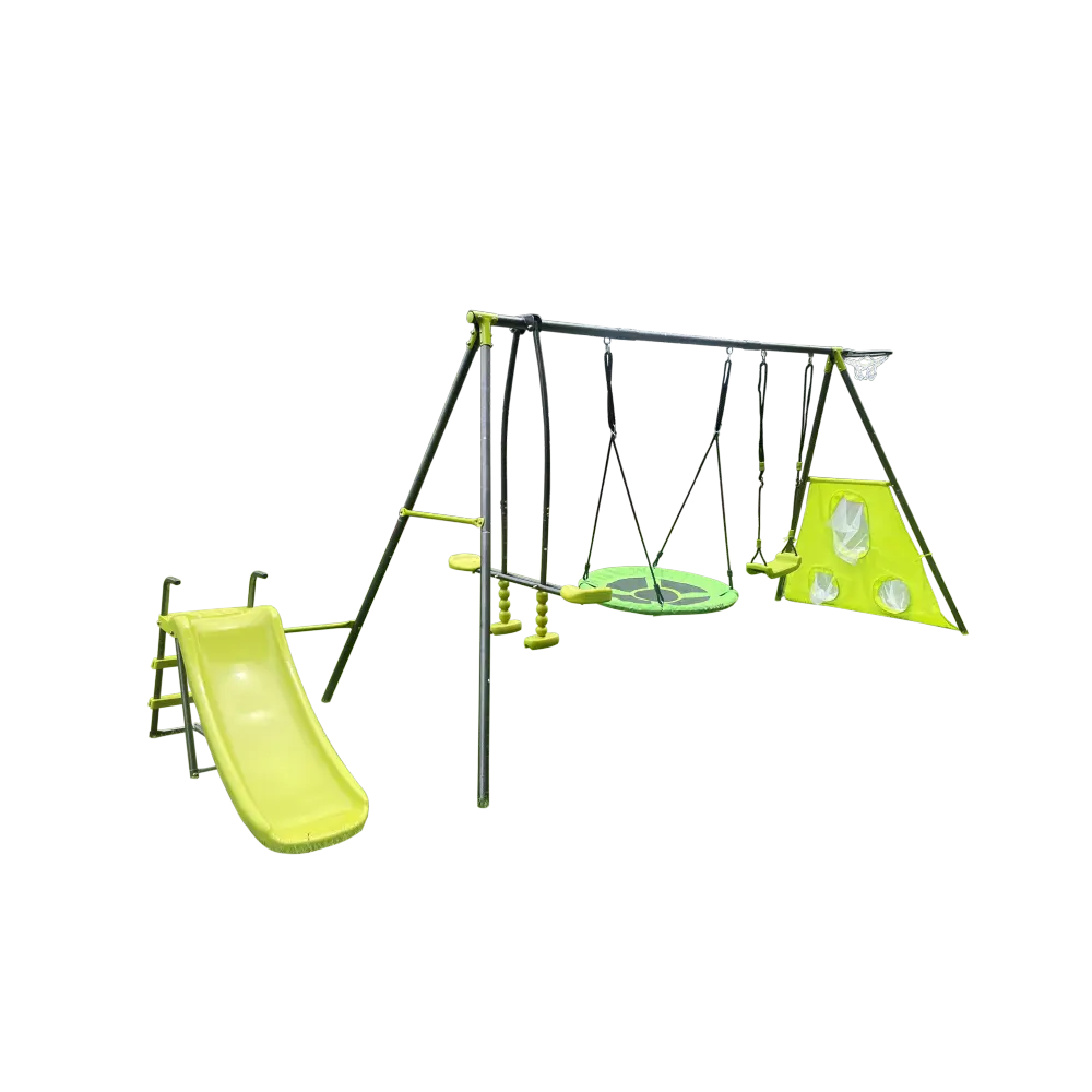 Interesting six function swingset with net swing metal plastic safe swing set 440lbs for outdoor playground  age 3+ with 31.5in