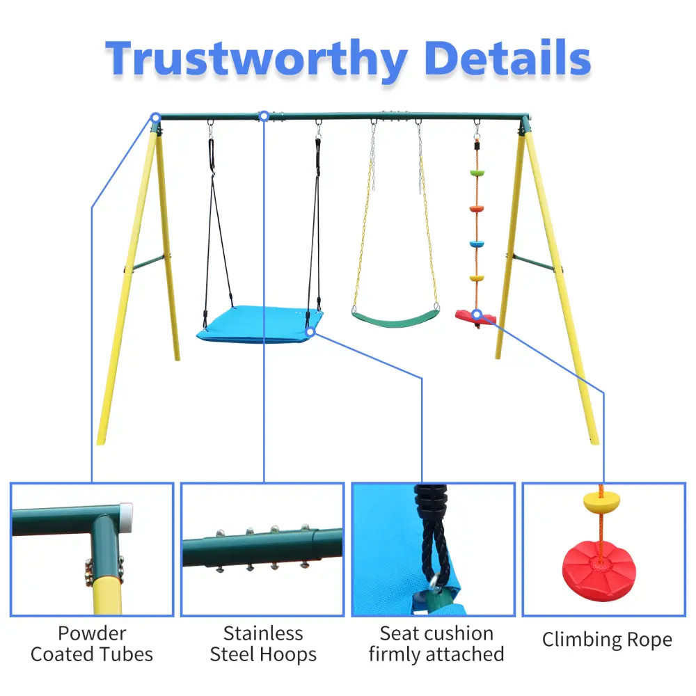 Indoor/Outdoor Metal Swing Set with Safety Belt for Backyard  playground outdoor  playground  outdoor swing