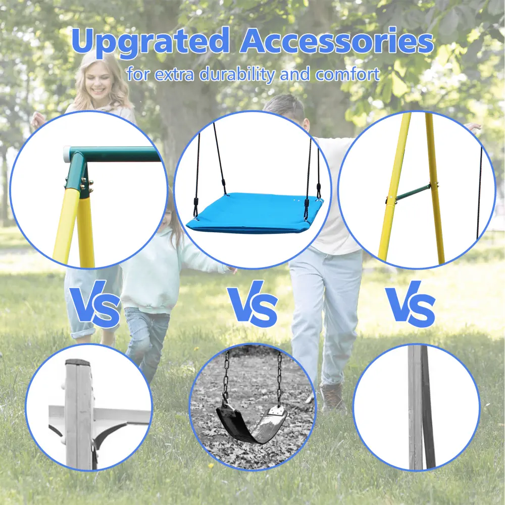 Indoor/Outdoor Metal Swing Set with Safety Belt for Backyard  playground outdoor  playground  outdoor swing