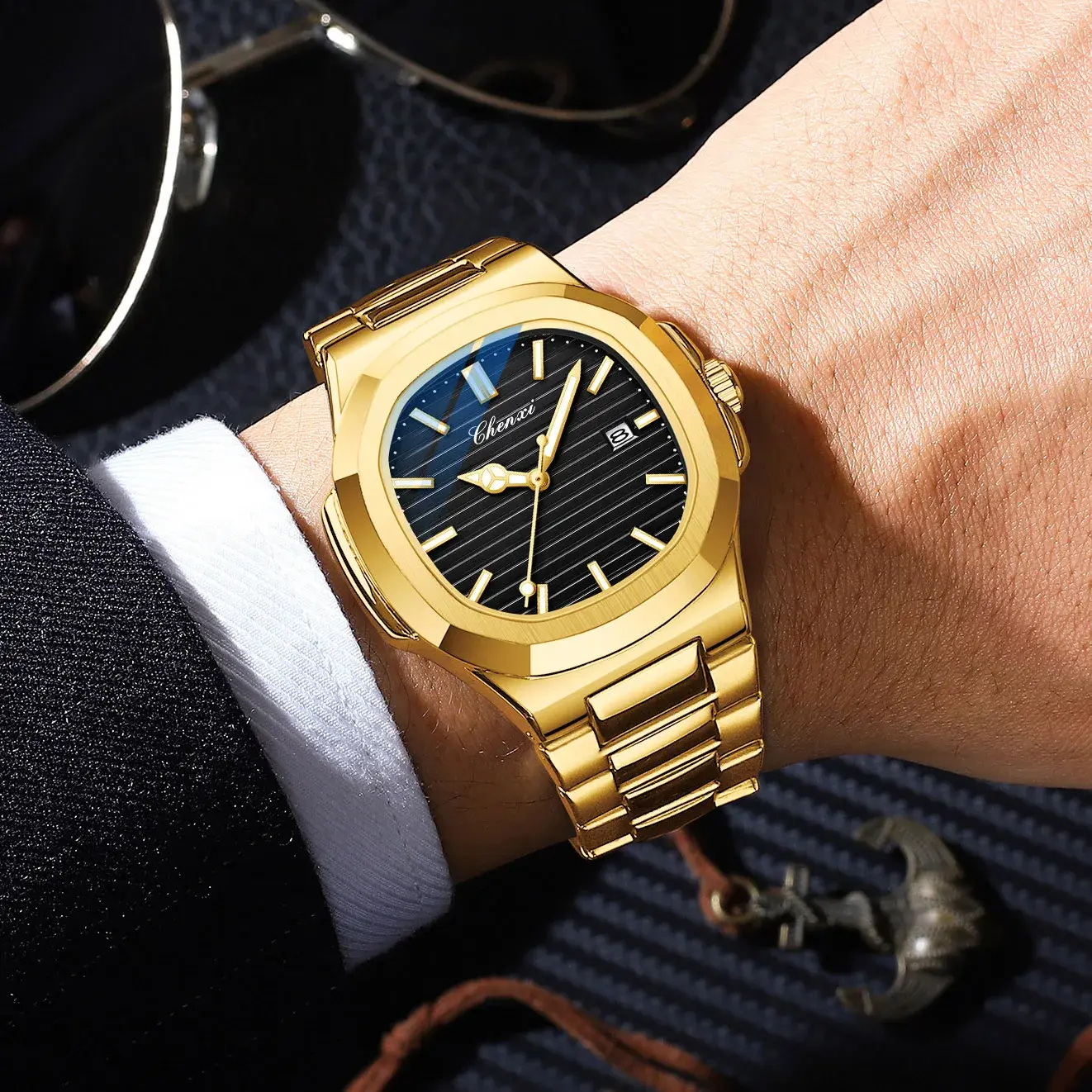 Luxury Golden Men's Watches Top Brand Royal Minimalism Design Calendar Waterproof Wristwatch for Men Fashion Casual Gift Clock