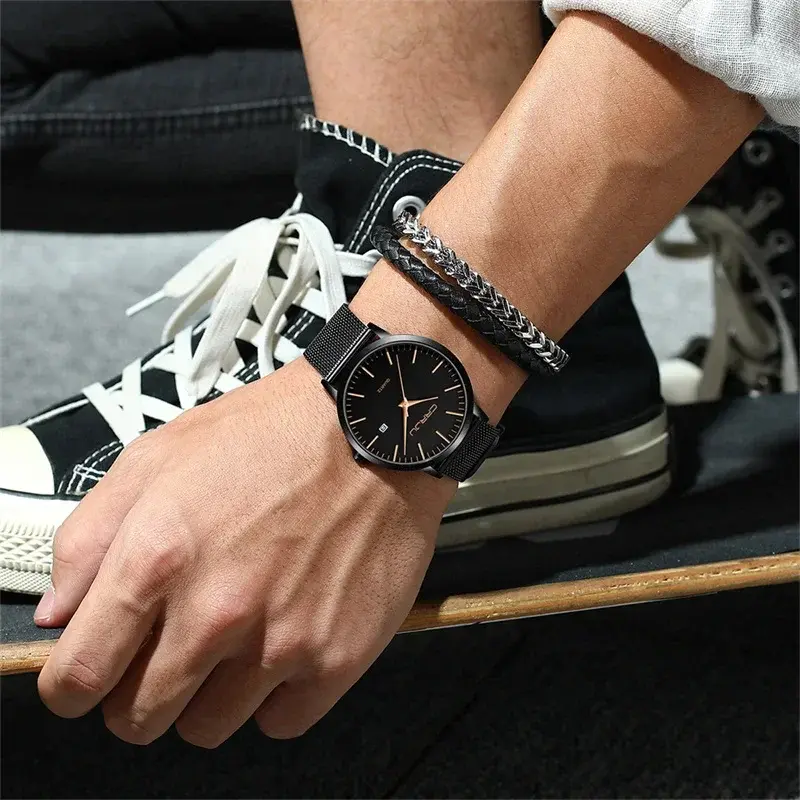 Luxury Casual Ultra Thin Minimal Men's Watches Japanese Movement Sytlish Waterproof Quartz Wristwatch for Men Trendy Gift