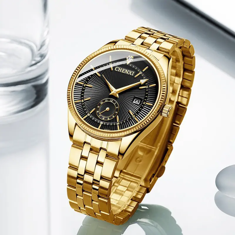 CHENXI Gold Watch Men Luxury Business Man Watch Golden Waterproof Unique Fashion Casual Quartz Male Dress Clock Gift 069IPG
