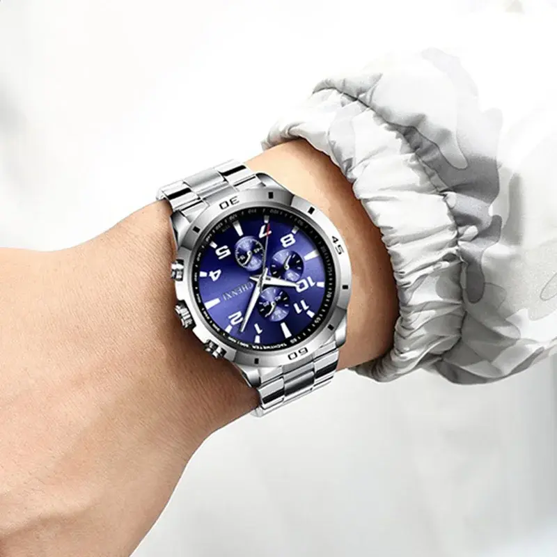 Fashion Men Watches Unique Stylish Male Casual Dress Sport Wristwatch Waterproof Big Dial Silver Men's Clock Best Gift