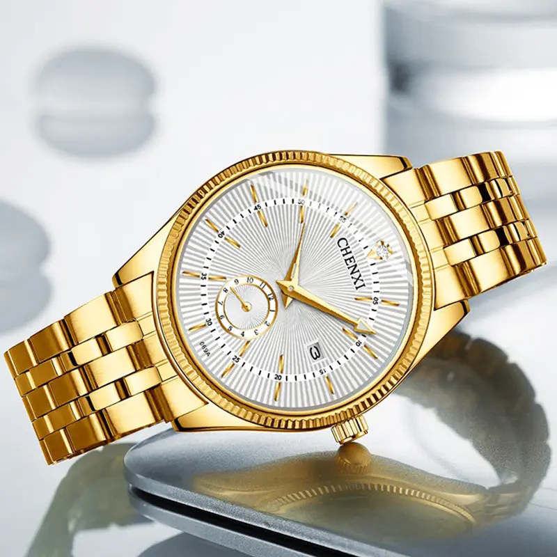 CHENXI Gold Watch Men Luxury Business Man Watch Golden Waterproof Unique Fashion Casual Quartz Male Dress Clock Gift 069IPG