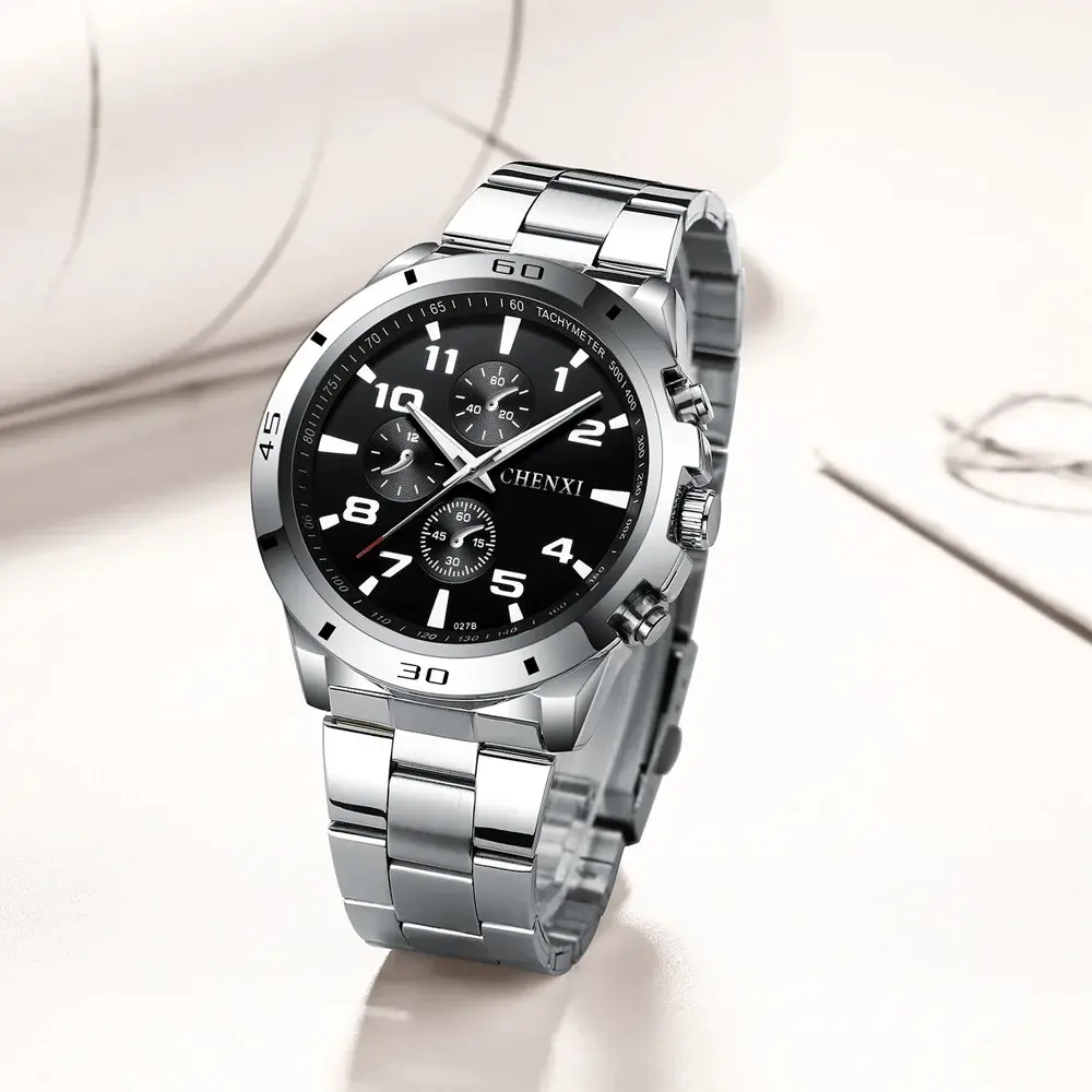 Fashion Men Watches Unique Stylish Male Casual Dress Sport Wristwatch Waterproof Big Dial Silver Men's Clock Best Gift