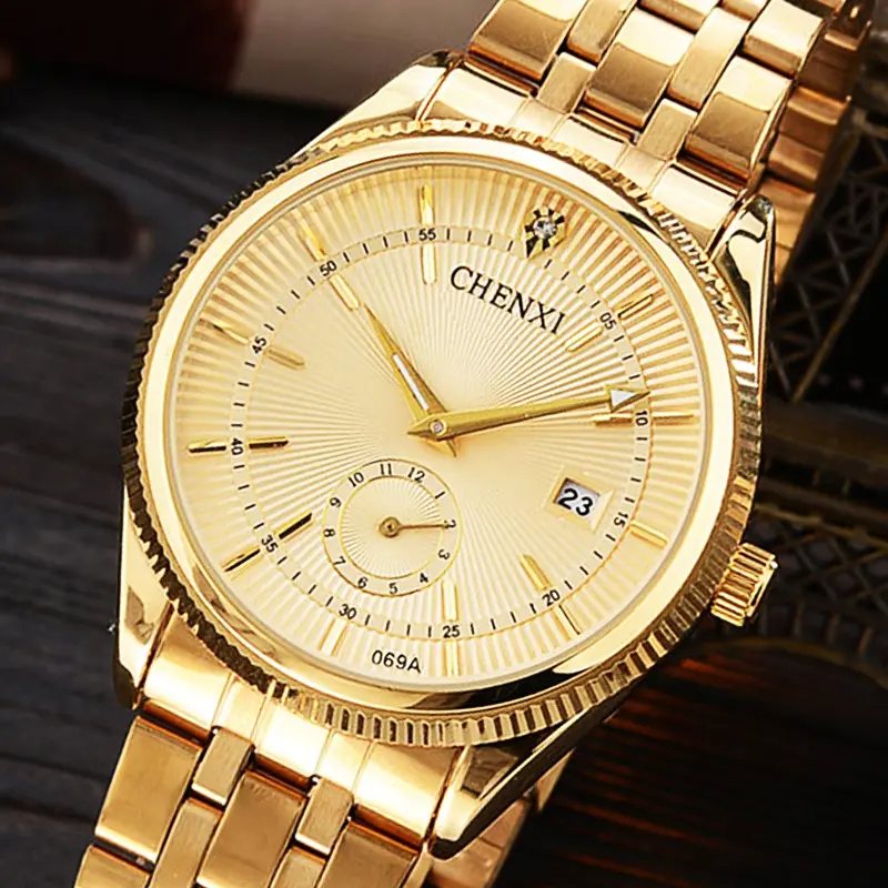 CHENXI Gold Watch Men Luxury Business Man Watch Golden Waterproof Unique Fashion Casual Quartz Male Dress Clock Gift 069IPG