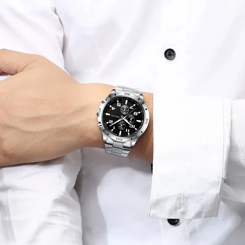 Fashion Men Watches Unique Stylish Male Casual Dress Sport Wristwatch Waterproof Big Dial Silver Men's Clock Best Gift